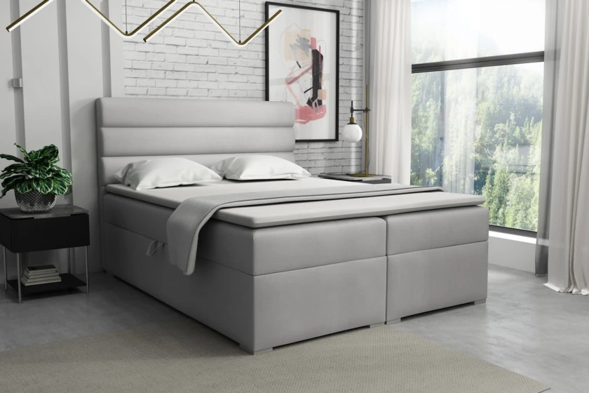 KORNEL 160x200 Paros 5 Hellgrau Boxspringbett mit Bettkasten Deine Möbel