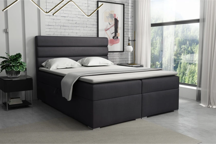 KORNEL 200x200 Kronos 34 Anthrazit Boxspringbett mit Bettkasten Deine Möbel