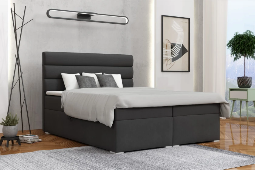 KORNEL 200x200 Kronos 7 Schwarz Boxspringbett mit Bettkasten Deine Möbel