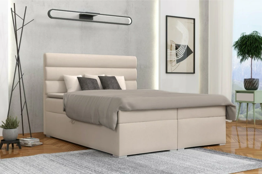 KORNEL 200x200 Paros 2 Beige Boxspringbett mit Bettkasten Deine Möbel