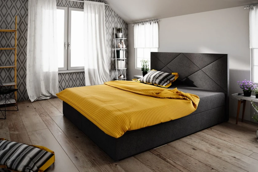 LOGAN 180x200 Cosmic 100 Schwarz Boxspringbett mit Bettkasten Deine Möbel