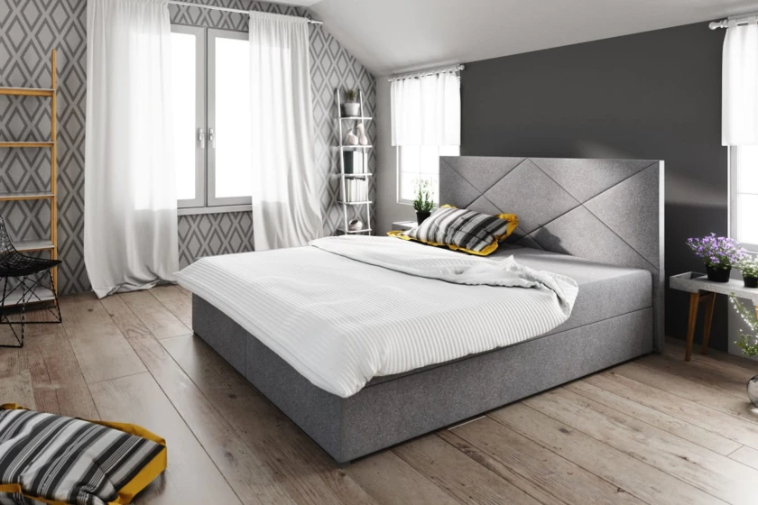 LOGAN 180x200 Cosmic 160 Hellgrau Boxspringbett mit Bettkasten Deine Möbel