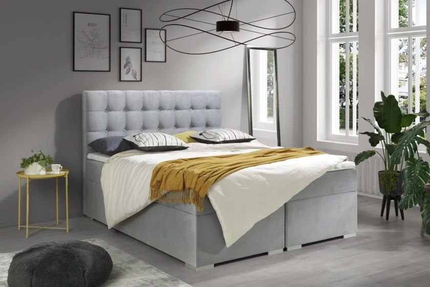 MAGIC 140x200 Paros 5 Hellgrau Boxspringbett mit Bettkasten Deine Möbel