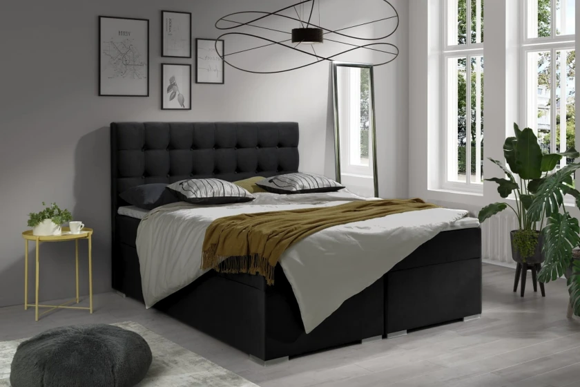 MAGIC 200x200 Kronos 7 Schwarz Boxspringbett mit Bettkasten Deine Möbel