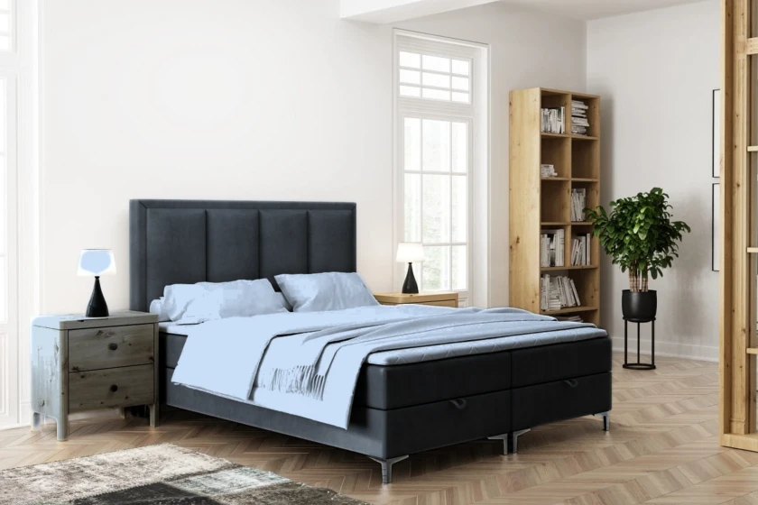 MEG 140x200 Kronos 34 Anthrazit Boxspringbett mit Bettkasten Deine Möbel