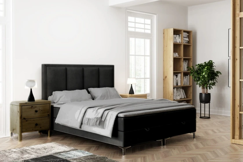 MEG 180x200 Kronos 7 Schwarz Boxspringbett mit Bettkasten Deine Möbel