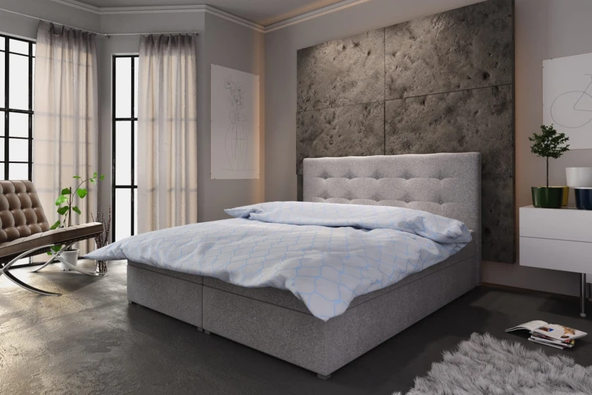 MIAMI 180x200 Cosmic 160 Hellgrau Boxspringbett mit Bettkasten Deine Möbel