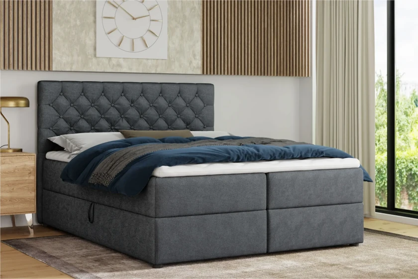 MIRAMI 120x200 Paros 6 Dunkelgrau Boxspringbett mit Bettkasten Deine Möbel