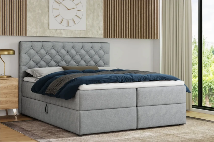 MIRAMI 180x200 Paros 5 Hellgrau Boxspringbett mit Bettkasten Deine Möbel