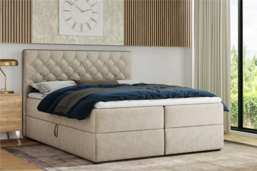 MIRAMI 200x200 Paros 2 Beige Boxspringbett mit Bettkasten Deine Möbel