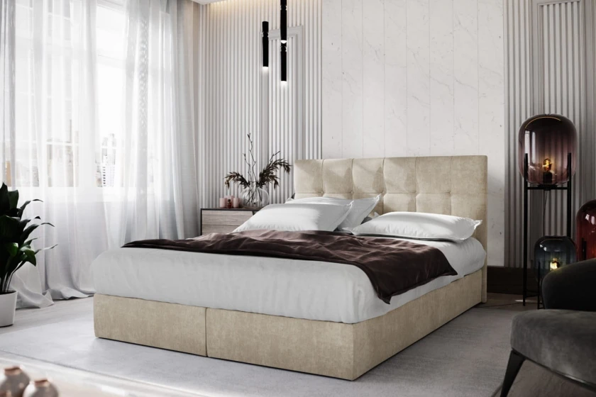 NANCY 160x200 Cosmic 10 Creme Boxspringbett mit Bettkasten Deine Möbel