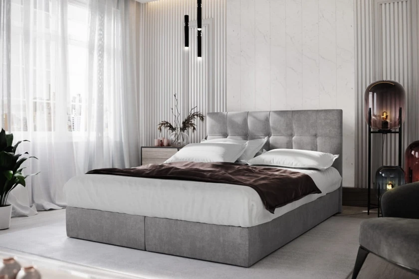 NANCY 160x200 Cosmic 160 Hellgrau Boxspringbett mit Bettkasten Deine Möbel