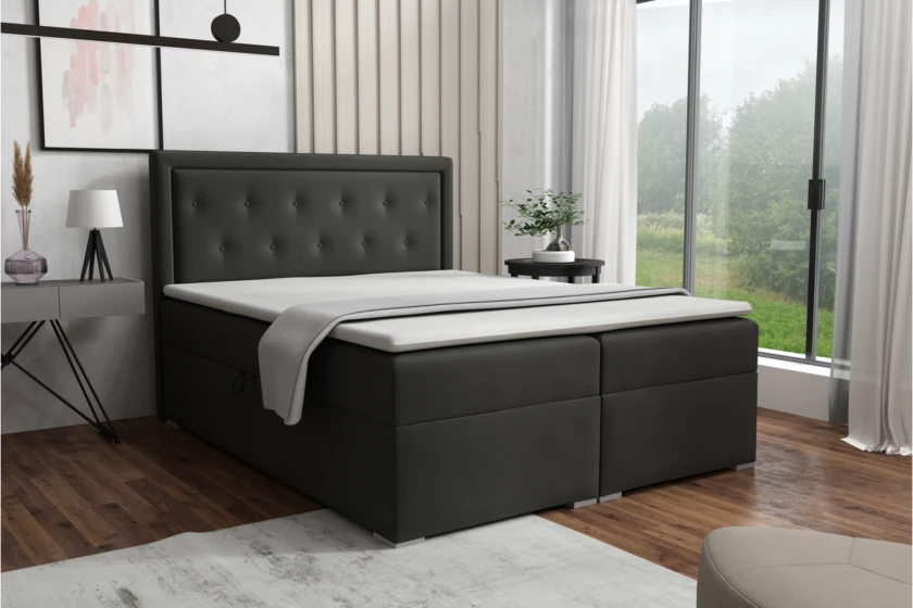 PABLO 120x200 Kronos 34 Anthrazit Boxspringbett mit Bettkasten Deine Möbel