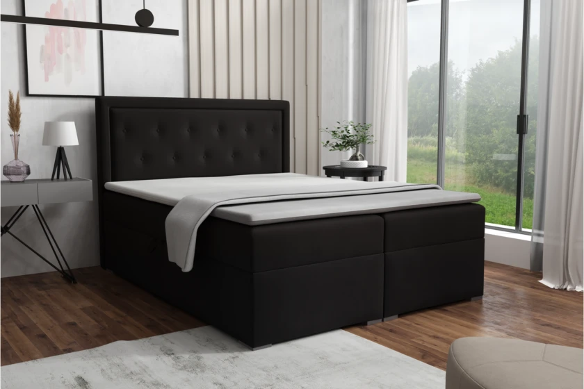 PABLO 140x200 Kronos 7 Schwarz Boxspringbett mit Bettkasten Deine Möbel