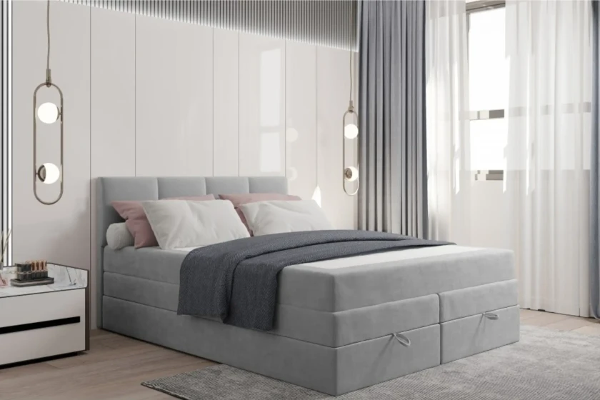 PRADO 140x200 Jasmine 90 Hellgrau Boxspringbett mit Bettkasten Deine Möbel