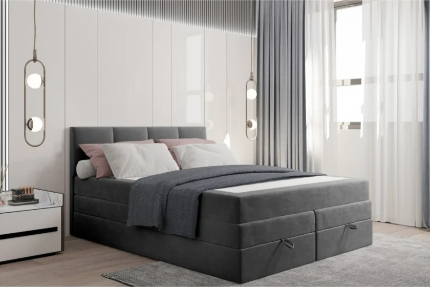 PRADO 140x200 Jasmine 96 Dunkelgrau Boxspringbett mit Bettkasten Deine Möbel