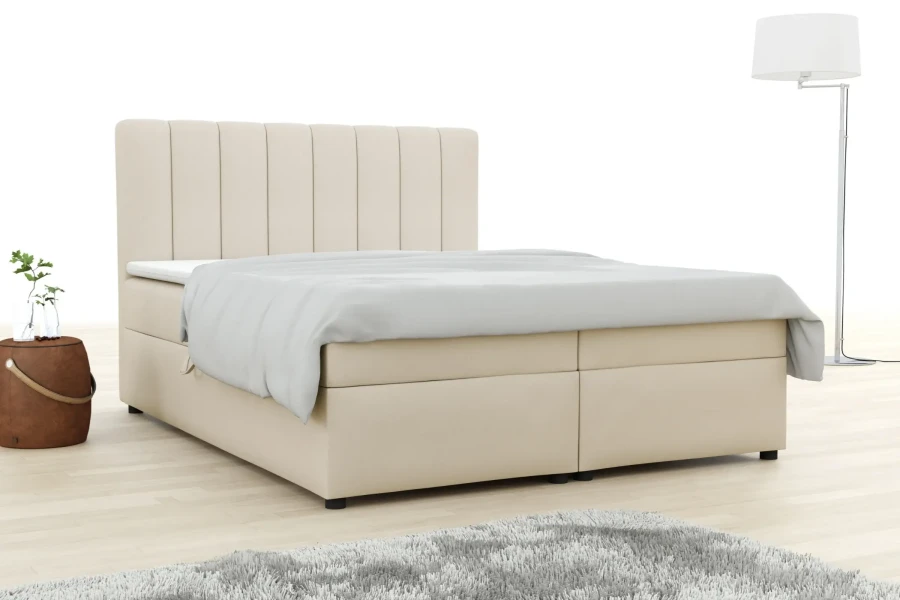 Boxspringbett Rick in Beige – stilvolles Design für eine gemütliche Einrichtung.