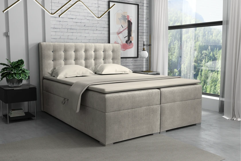 ROSE 120x200 Paros 2 Beige Boxspringbett mit Bettkasten Deine Möbel