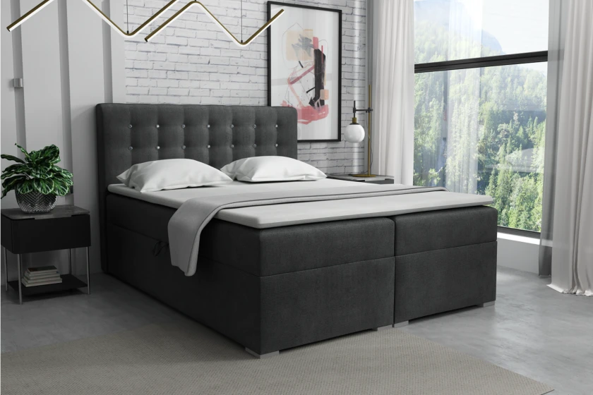 ROSE 180x200 Paros 6 Dunkelgrau Boxspringbett mit Bettkasten Deine Möbel