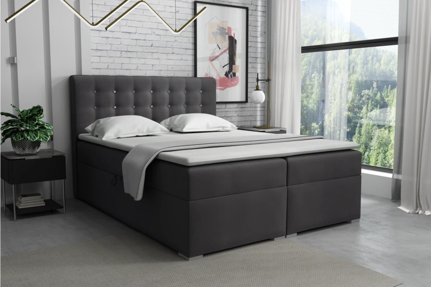 ROSE 200x200 Kronos 34 Anthrazit Boxspringbett mit Bettkasten Deine Möbel