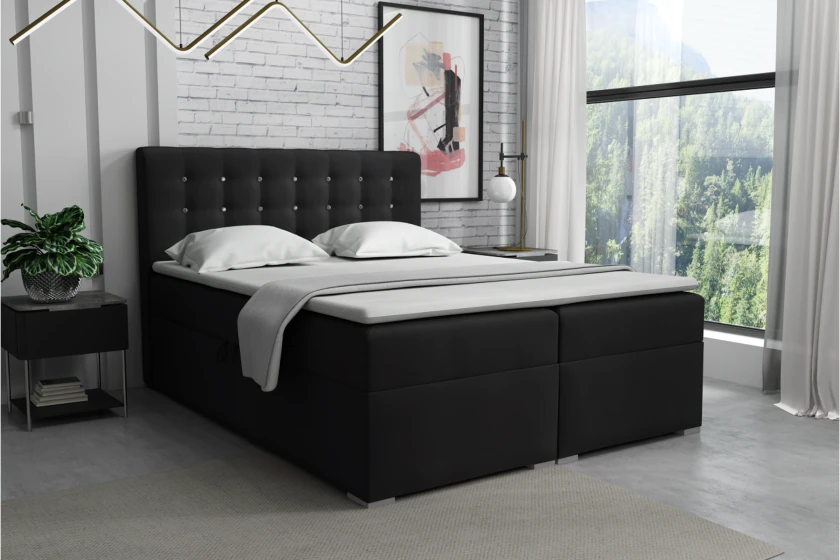 ROSE 200x200 Kronos 7 Schwarz Boxspringbett mit Bettkasten Deine Möbel