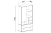 Technische Zeichnung Hochschrank Weiß-Eiche, Maße: 802x403x1650 mm