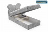 Graues Boxspringbett TEDDY für Kinder mit aufklappbarem Bettkasten.