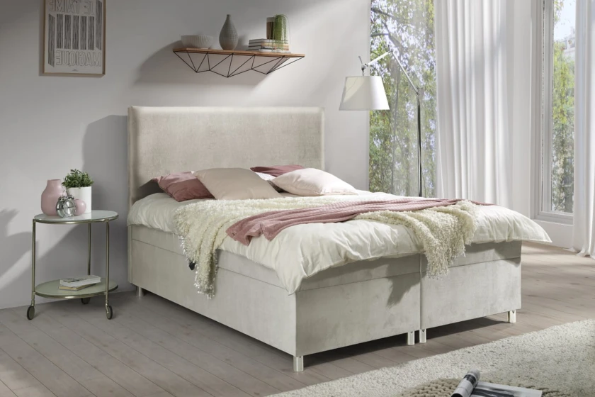 ANGIE 200x200 Paros 2 Beige Boxspringbett mit Bettkasten Deine Möbel