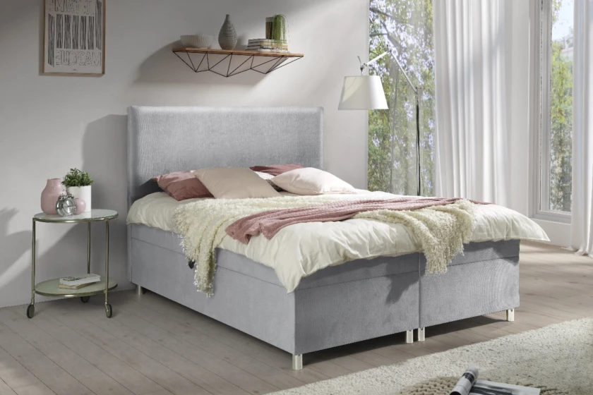 ANGIE 200x200 Paros 5 Hellgrau Boxspringbett mit Bettkasten Deine Möbel