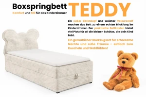 TEDDY 90x200 TILIA 03 Ecru Boxspringbett Polsterbett Komplettbett für Kinder Jugendliche Deine Möbel
