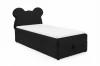 Modernes Boxspringbett Teddy in Schwarz mit weichem Cord-Bezug und Bären-Kopfteil für Kinder.