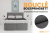Graues Bouclé Boxspringbett für Stil und Komfort im Schlafzimmer von DeinE-Möbel24.