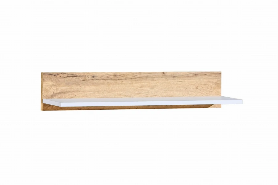 Modernes Wandboard in Weiß und Eiche-Optik für das Wohnzimmer.