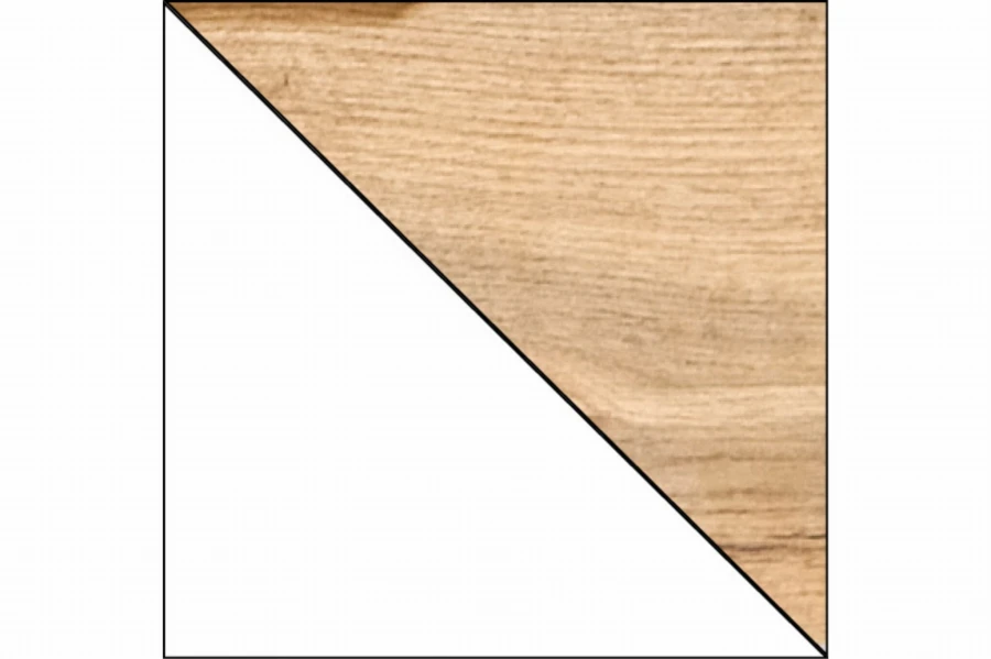 Materialprobe: Kombination aus warmem Eiche-Holzdekor und zeitlosem Weiß.