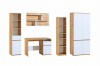 Set van Arco meubels in eiken en wit: kledingkast, bureau en wandplank voor de jeugdkamer.