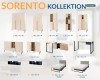 Sorento Möbelkollektion: Übersicht über Schränke, Betten und Schreibtische mit Maßangaben.