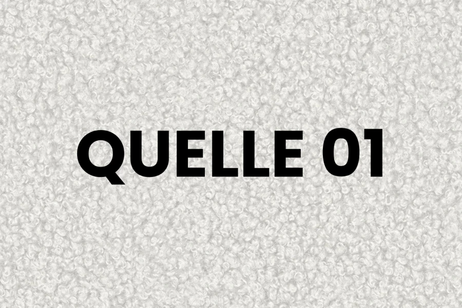 Nahaufnahme der Textur des Bouclé-Stoffs Quelle 01 in Weiß für Polstermöbel.