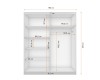Maße für Kleiderschrank 183 cm breit, weiße Inneneinteilung mit Kleiderstange.
