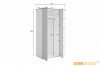 Grauer Kleiderschrank mit Kleiderstange und Maßen (120x196,5 cm) für das Schlafzimmer.