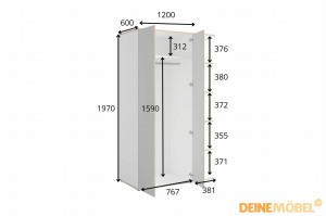 PAXO Kleiderschrank mit Regalen Deine Möbel  