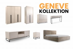 GENEVE 43 cm breit Nachttisch Nachtkommode Sandbeige Dunkelgrün Deine Möbel 