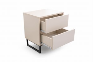 GENEVE 43 cm breit Nachttisch Nachtkommode Sandbeige Dunkelgrün Deine Möbel 