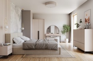 GENEVE 137 cm breit Schminktisch Sandbeige Dunkelgrün Deine Möbel 