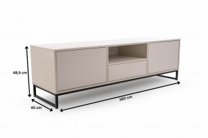 GENEVE 160 cm breit TV-Lowboard TV-Schrank TV-Kommode Sandbeige Dunkelgrün Deine Möbel 
