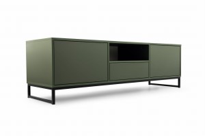 GENEVE 160 cm breit TV-Lowboard TV-Schrank TV-Kommode Sandbeige Dunkelgrün Deine Möbel 