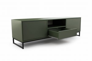 GENEVE 160 cm breit TV-Lowboard TV-Schrank TV-Kommode Sandbeige Dunkelgrün Deine Möbel 