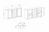 Maßskizze für ein Sideboard mit detaillierten Abmessungen in Zentimetern