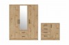 Schlafzimmermöbel-Set: Kleiderschrank mit Spiegel und Kommode in Artisan Eiche Nachbildung.