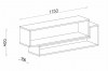 Technische Skizze mit Abmessungen für das Wandregal Olaf: 1150 mm x 400 mm x 250 mm.