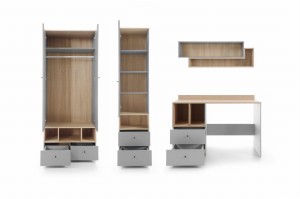 OLAF C Kinderzimmer-Set Jugendzimmer-Set Kleiderschrank Schreibtisch Regal Hängeregal Deine Möbel  